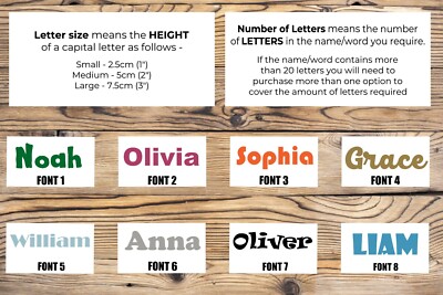 Personalisierter Name/Wort Schnitt-Vinyl Aufkleber Aufkleber 8 fette Blockschriftarten (matt)