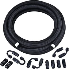 20FT 6AN 8AN 10AN 12AN CPE Braided Nylon Fuel Line Kit Fuel Hose End Fittings