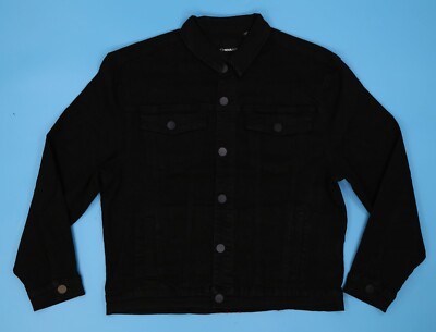 FASHION NOVA MEN Original Rockstar Denim Jacket Long Sleeves Black