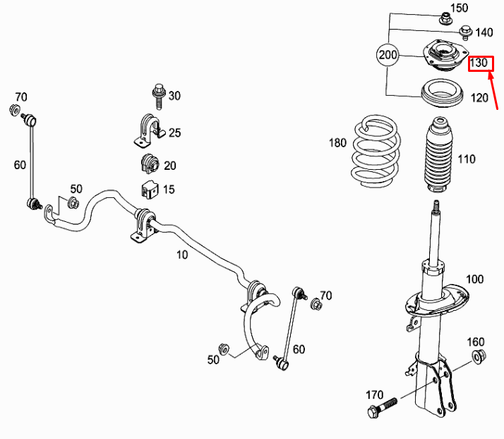 MERCEDES-BENZ CITAN W415 Front Strut Support Bushing A4153230020