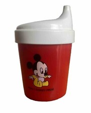 Vintage Disney 1987 Playskool Baby Inc. Sippy Cup Baby Mickey Red USA