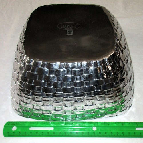 NUOVO Towle Grande Ciotola Quadrata Alluminio Cesto Tessuto, Collezione Vigneto IOB $120- - Foto 12 di 19