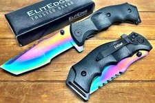 TACTICAL Spring Assisted Open Pocket Knife CLEAVER RAZOR FOLDING Blade Black NEW