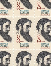 Sidney Lanier Stamp Sheet of 50 Stamps, Scott #1446, MNH, Free Shipping! Nice!