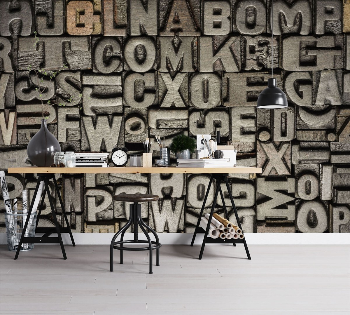 3D Retro Letters ZHU233 Wallpaper Wall Mural Removable Self