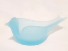 Westmoreland Trinket Ashtray Light Blue Bird Satin Glass MCM