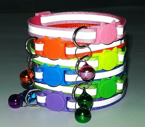 Reflective Nylon Cat Safety Collar with Bell for Cat Kitten Small Dog adjustable - Image 3 of 4