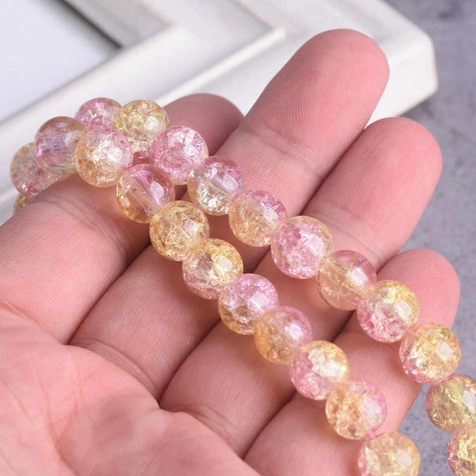 20pcs 10mm Rainbow Colorful Crackled Crystal Glass Loose Beads For DIY Bracelet - Image 4 of 4
