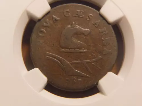 1787 New Jersey Colonial No Plow Sprig NGC Graded VF Detail M-38Z R5  SKU# 21882