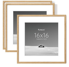 16x16 Picture Frame Set of 6  12x12 with Mat or 16x16 Without  Natural Finish