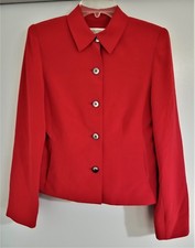 AUTH VALERIE STEVENS 100 SILK FULLY-LINED LONG-SLEEVE BLAZER PREOWNED RED SZ 6P
