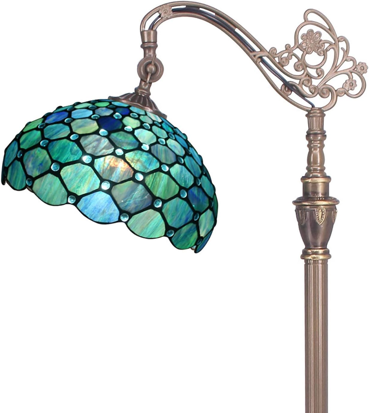 Tiffany Floor Lamp Stained Glass Lamp 18X12X67 Inch Angle Adjustable Arched Goos