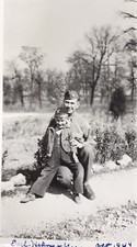 Vintage WWII 1944 PHOTO WW2 Soldier And Son