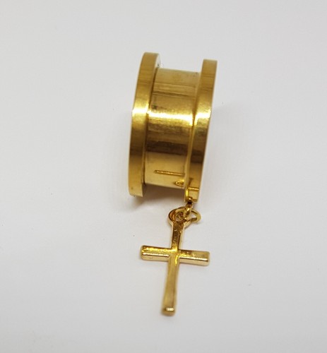 Stahlschraube hängen Ohrstecker Kreuz Roségold Ohrringe Gothic Anhänger Stärke Tunnel - Bild 7 von 9