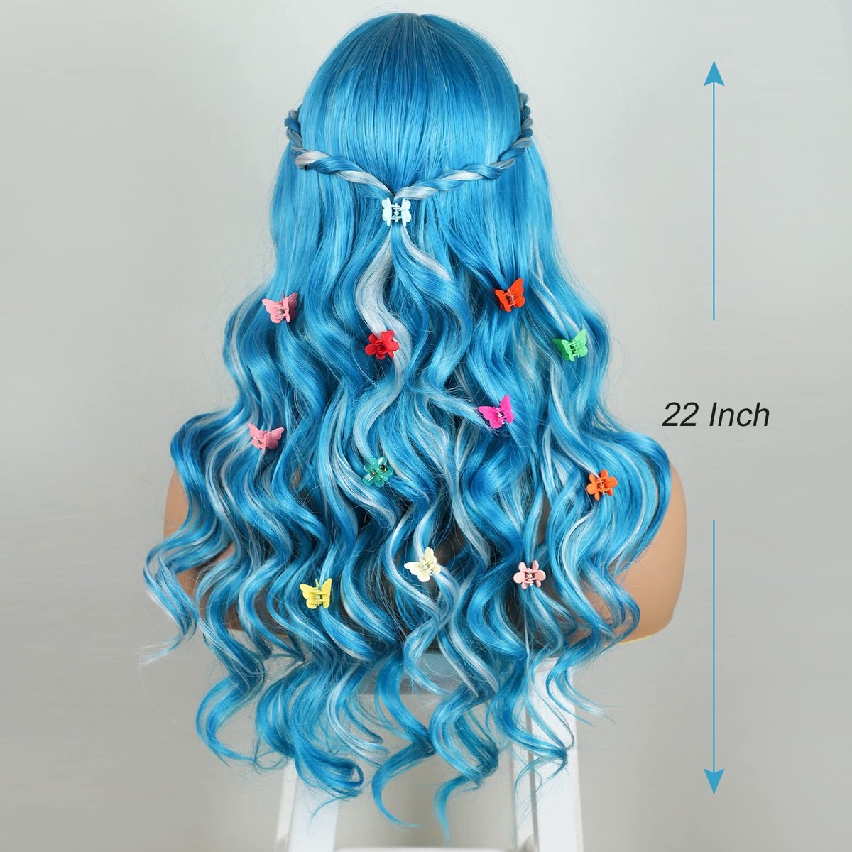 Blue Braids Wig - Long Blue Wave Wig for Girl (22 Inch 
