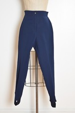 vintage 80s ski pants navy blue high waisted stretchy snow pants M winter