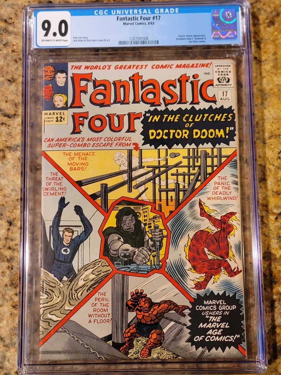 1963 Marvel Comics Fantastic Four 17 CGC 9.0. JFK Doctor Doom Ant