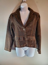 Jennyfer J Blazer Jacket Coat Brown Leather Suede Button Size M Rare Vintage