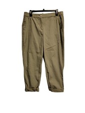 Chicos Size 2 L/12 Womens Olive Stretch Cotton Casual Cropped Capri Pants