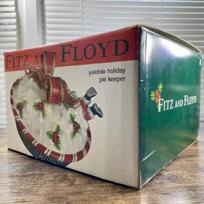 Fitz and Floyd Yuletide Holiday Diving Santa Covered Pie Keeper New Open Box