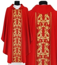 Red Gothic Chasuble with stole 037-C Vestment Rouge Casulla Roja Casula Rossa