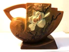 Vintage ROSEVILLE Pottery USA Terra Cotta MAGNOLIA Flower Arranger Vase #182-5