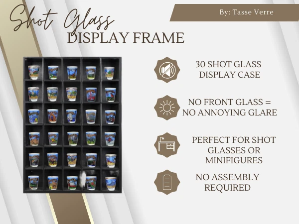 Shot Glass Display Case - Wooden Collectibles Rack - Wall Mounted - Minifigures - Image 2 of 4