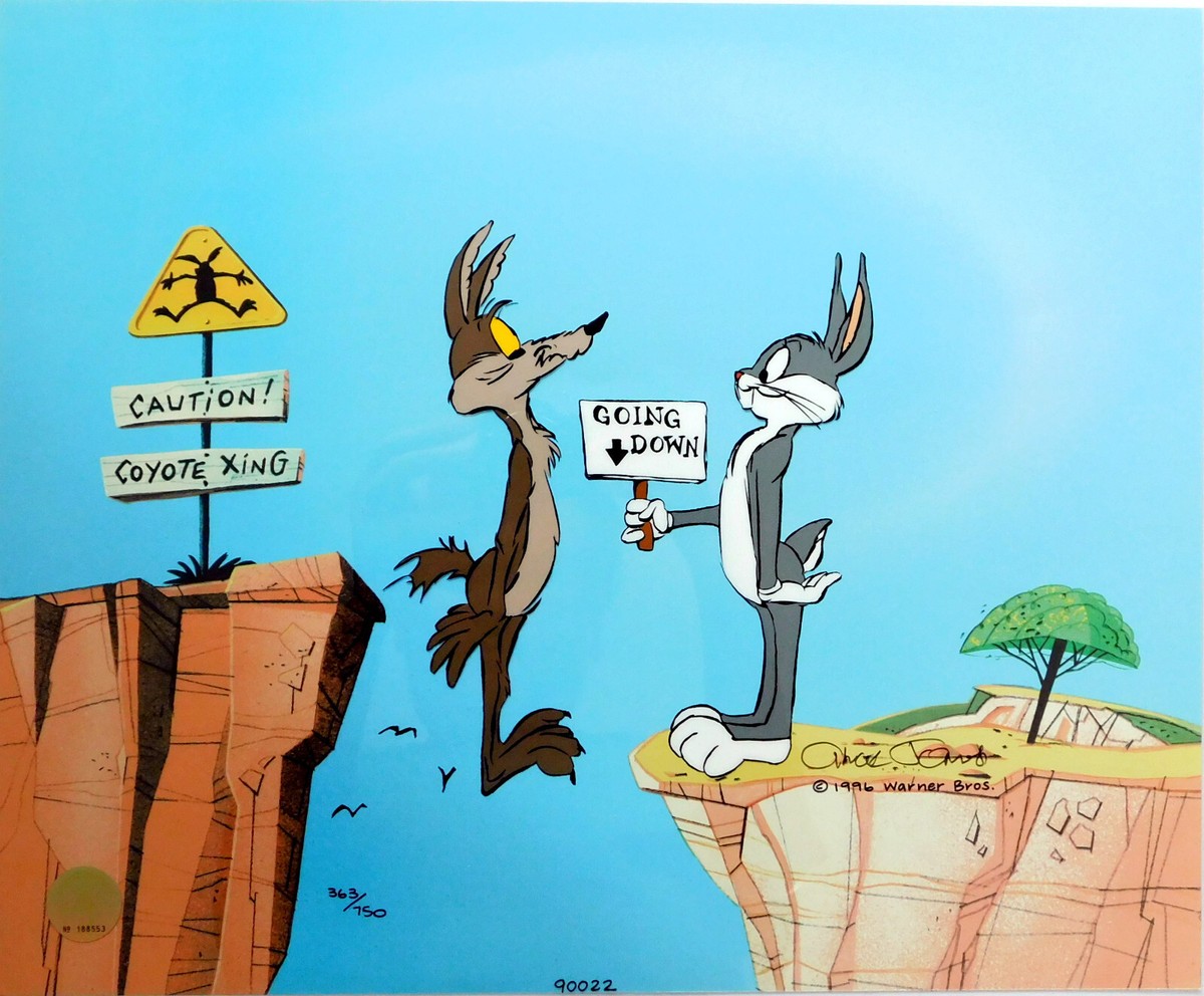 Bugs Bunny Wile Coyote Chuck Jones Cel Signed Looney Tunes Art Cel