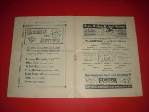 1932/33 ASTON VILLA V BLACKPOOL PROGRAMME - Picture 2 of 3