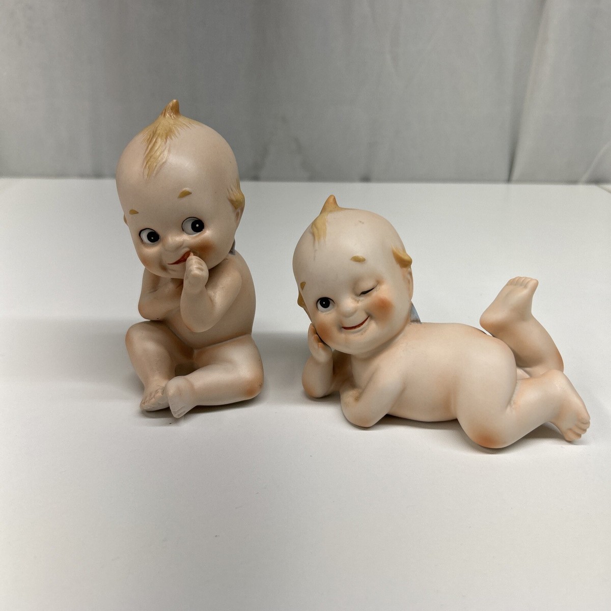kewpie Vintage Kewpie Dolls Lefton Blue Wing Wink & Sitting Bisque