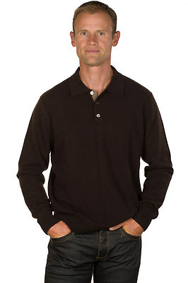 Ugholin Pull Homme Cachemire 100% Col Polo Pullover polo Marron - Main Image