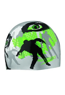 Speedo Elastomeric Silicone 'Thrills and Chills' Swim Cap, Charcoal