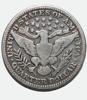 【希少年/115年前】1909年 アメリカ バーバークォーター 25セント銀貨 US 1909 Barber Quarter Dollar Silver 25 Cent Coin Philadelphia