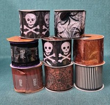 Lot of 8 Wired Halloween Ribbon Lot 2.5 ~ 4 Y...