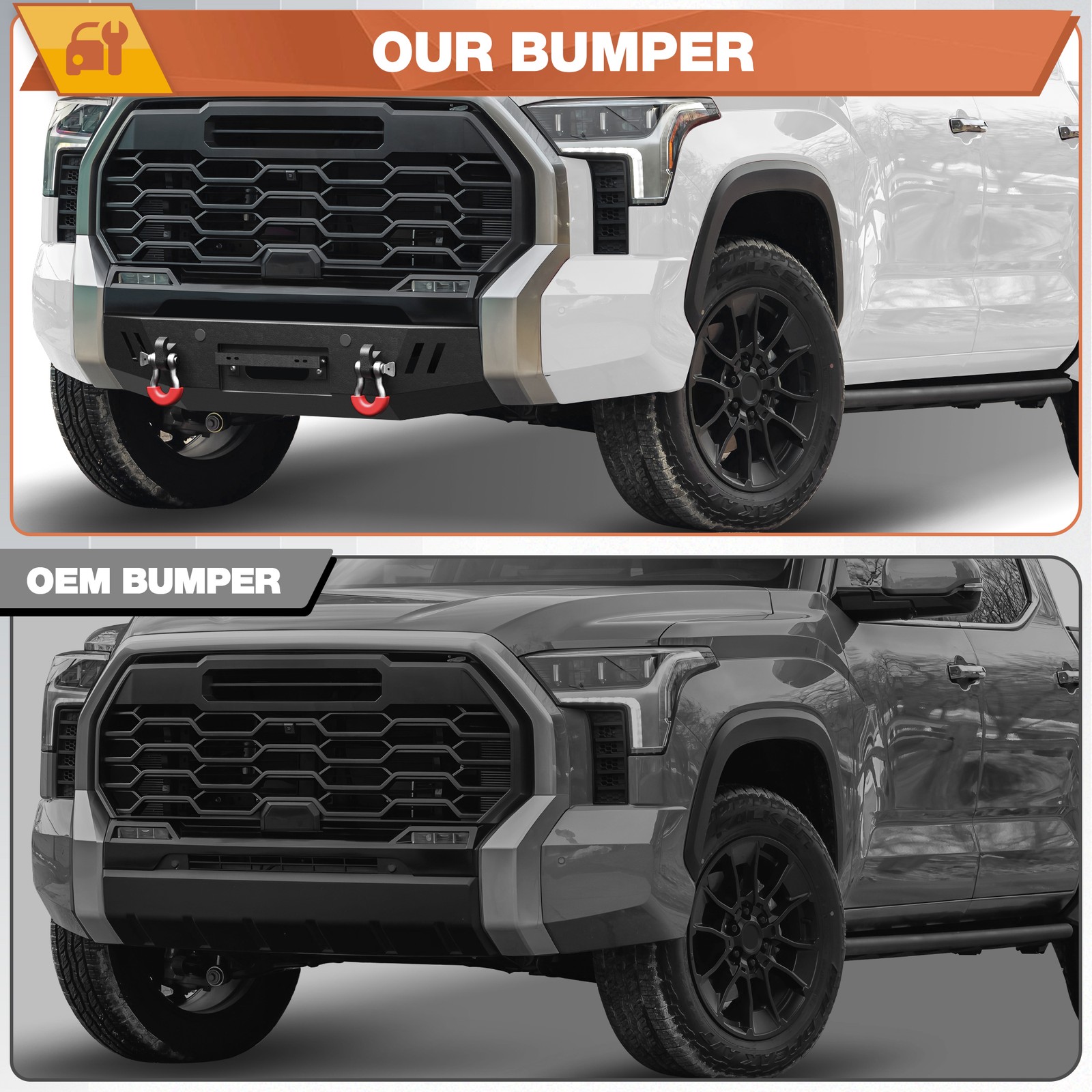 Front Bumper W/ Winch Plate for 2022-2025 Toyota Tundra 3rd Gen Pickup Truck