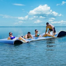 Modern 12' x 6' Floating Oasis Foam Mat 3-Layer Floating Water Pad Blue