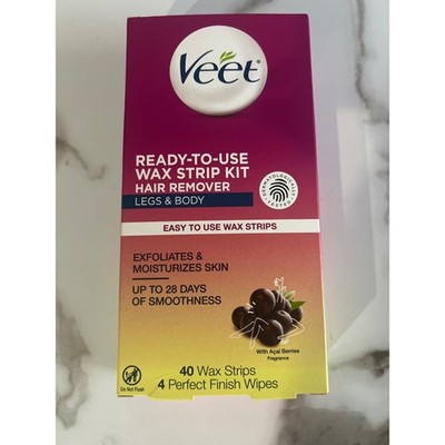 Veet Ready-to-Use Wax Strip Kit Legs & Body 40ct Exp 2027 Body Care