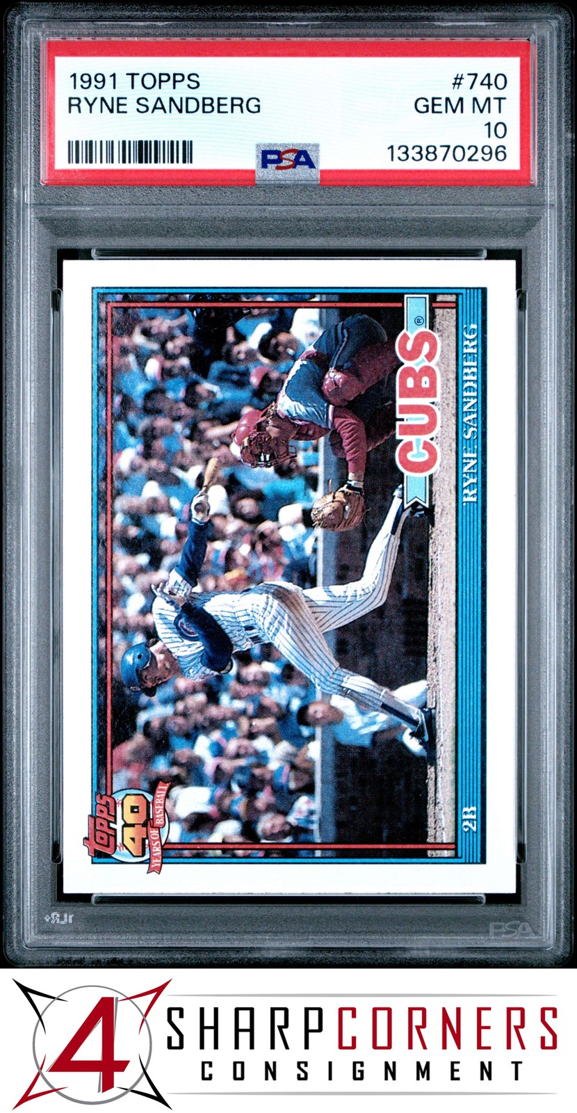 1991 TOPPS #740 RYNE SANDBERG CUBS HOF PSA 10