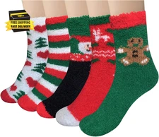 5 Pairs Womens Fuzzy Socks Winter Warm Cozy Fluffy Super Soft Slipper Socks ⭐️⭐️