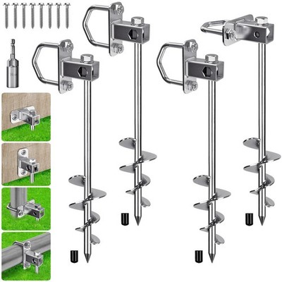 4 Pack 17'' Ground Anchors Screw in Trampoline Anchors Kits 2.8'' Wide Tapered ...