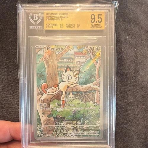 Pokémon Meowth Me02: Phantasmal Flames Illustration Rare Holo BGS 9.5 106/094