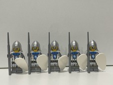 5 Lego Castle White Horse Knight Spearmen Minifigures