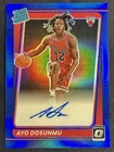 Ayo Dosunmu 2021-22 Donruss Optic Blue Prizm Rated Rookie On Card Auto /49 Bulls