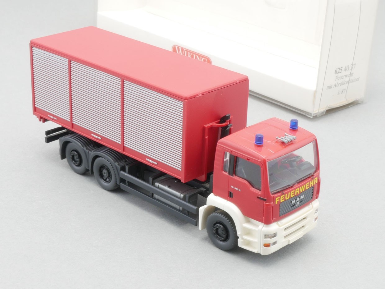 WIKING 6254037 Man TG 410 A Fire Brigade Roll Container Mint! Ob Sg 1704-14-49
