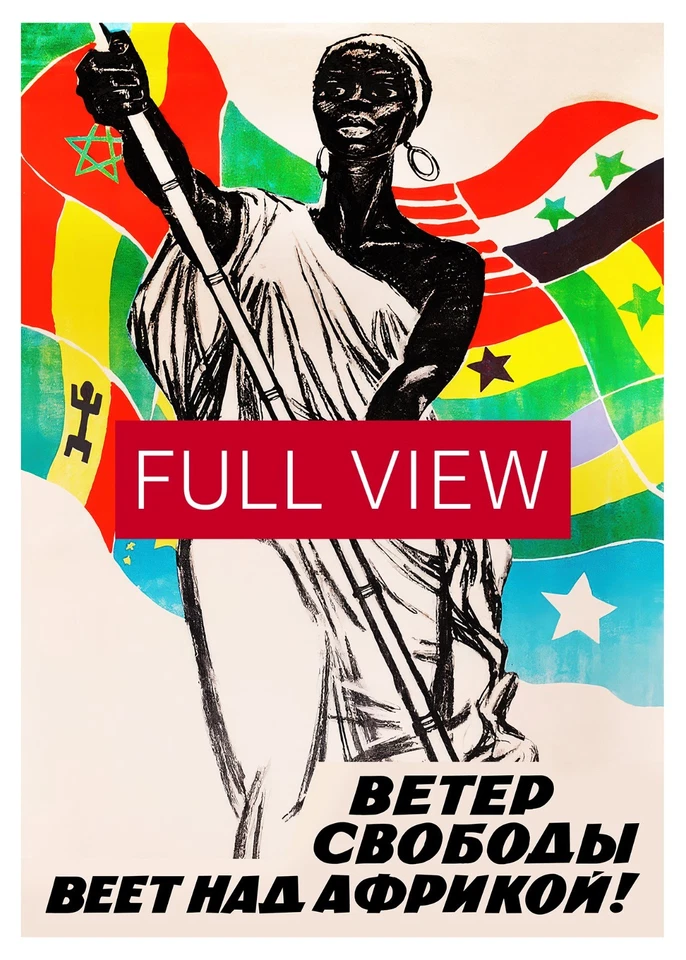 Cartaz de propaganda soviética Freedom for Africa, URSS 1962. Arte dos direitos civis da década de 1960 - Imagem 4 de 4