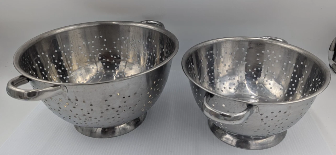 Colander Strainer Stainless Steel Progressive Korea Lot of 2 - 11.5" and 10.5"