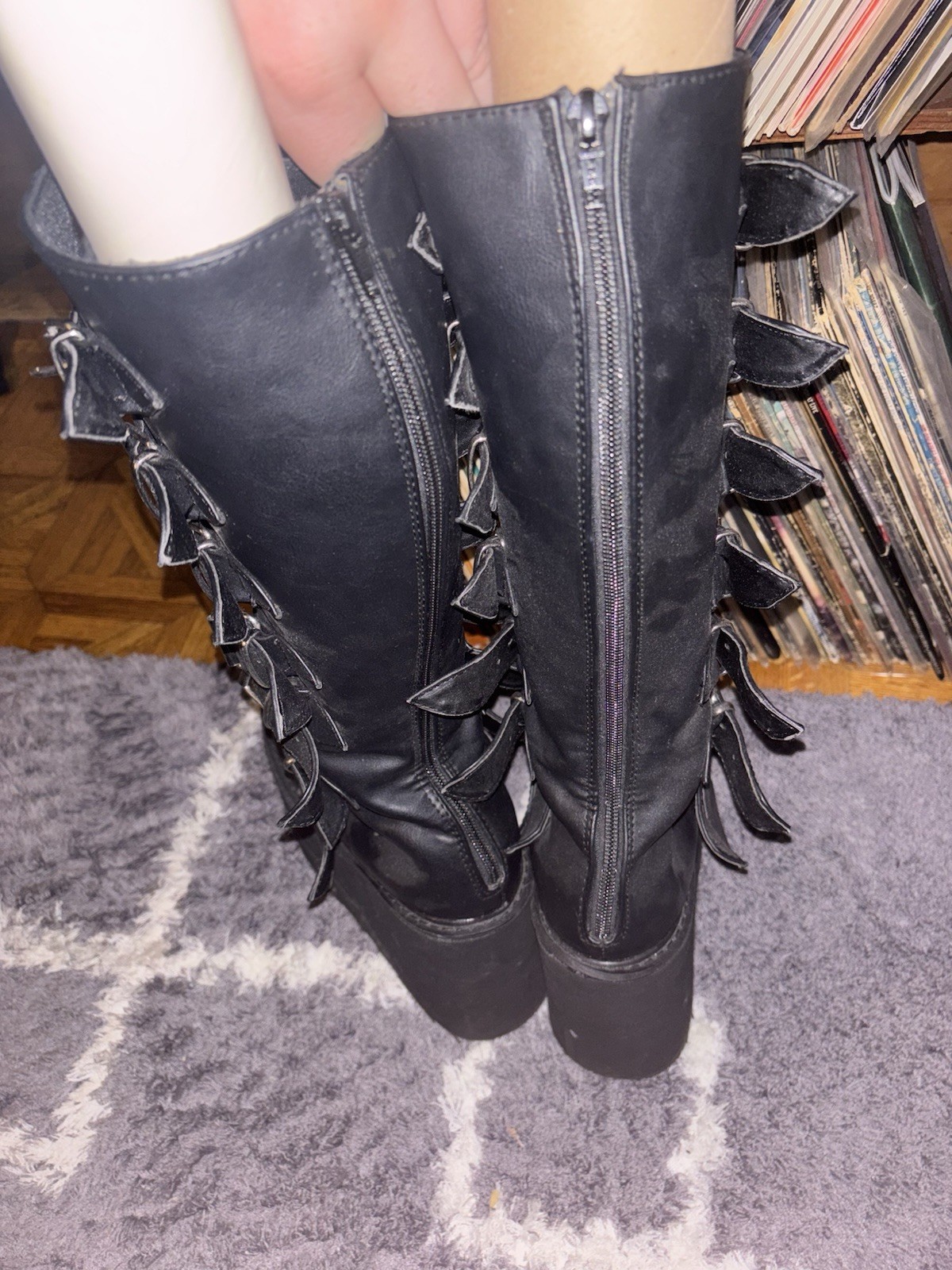 DEMONIA SWING-815 Wedge Platform Goth Buckle Blac… - image 4