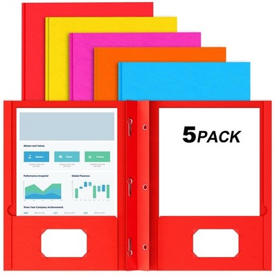 Multicolor Paper Folder, 2 Pockets, Prongs For  Office, Letter Size