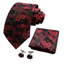Men's Paisley Necktie Pocket Square Cufflinks Tie Set LSP8ZH Formal