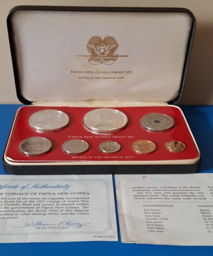 Proof 1977 Papua New Guinea Coin Set uncirculated coinage franklin mint sealed - Picture 6 of 15